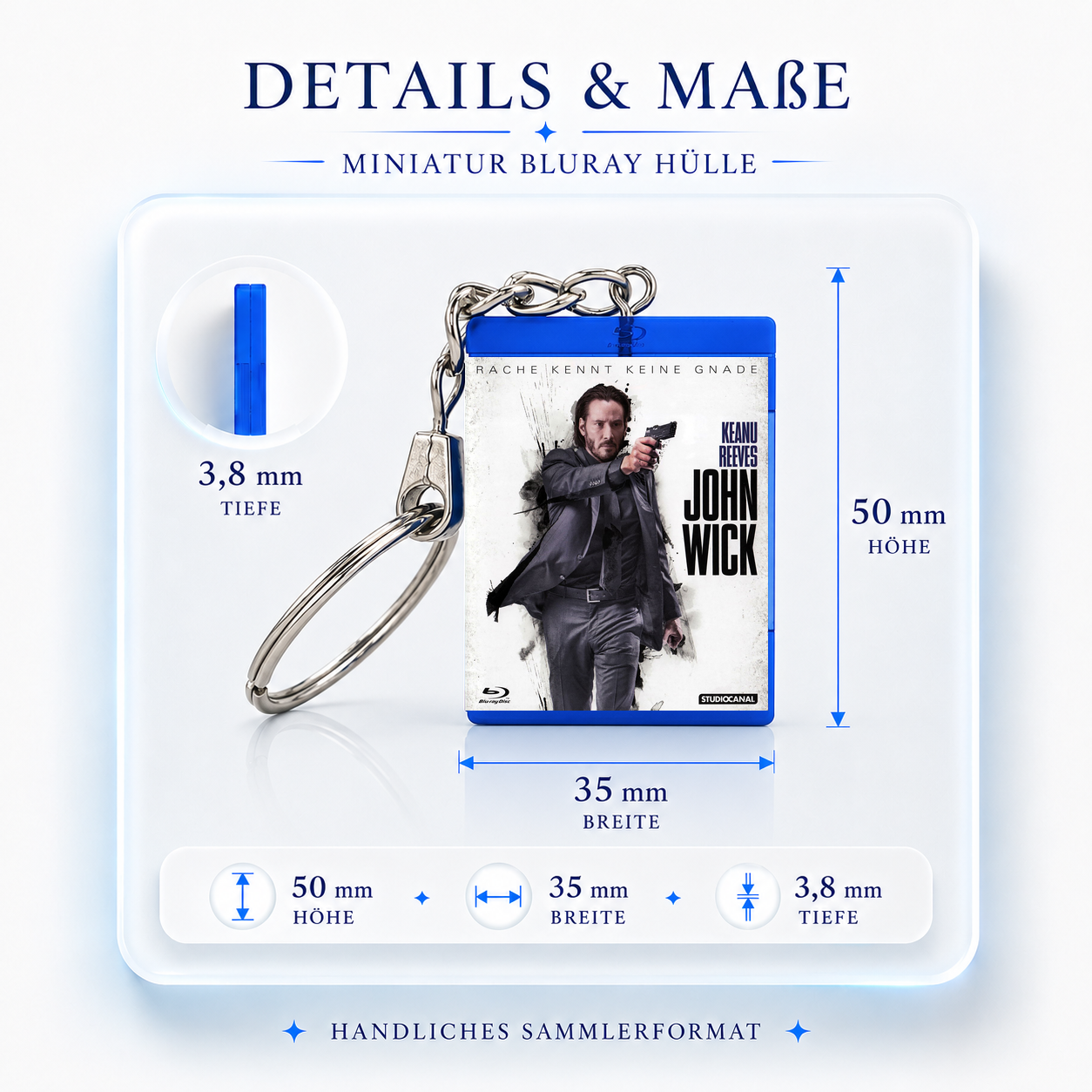 John Wick - Film Miniatur Blu-Ray Hülle Schlüsselanhänger