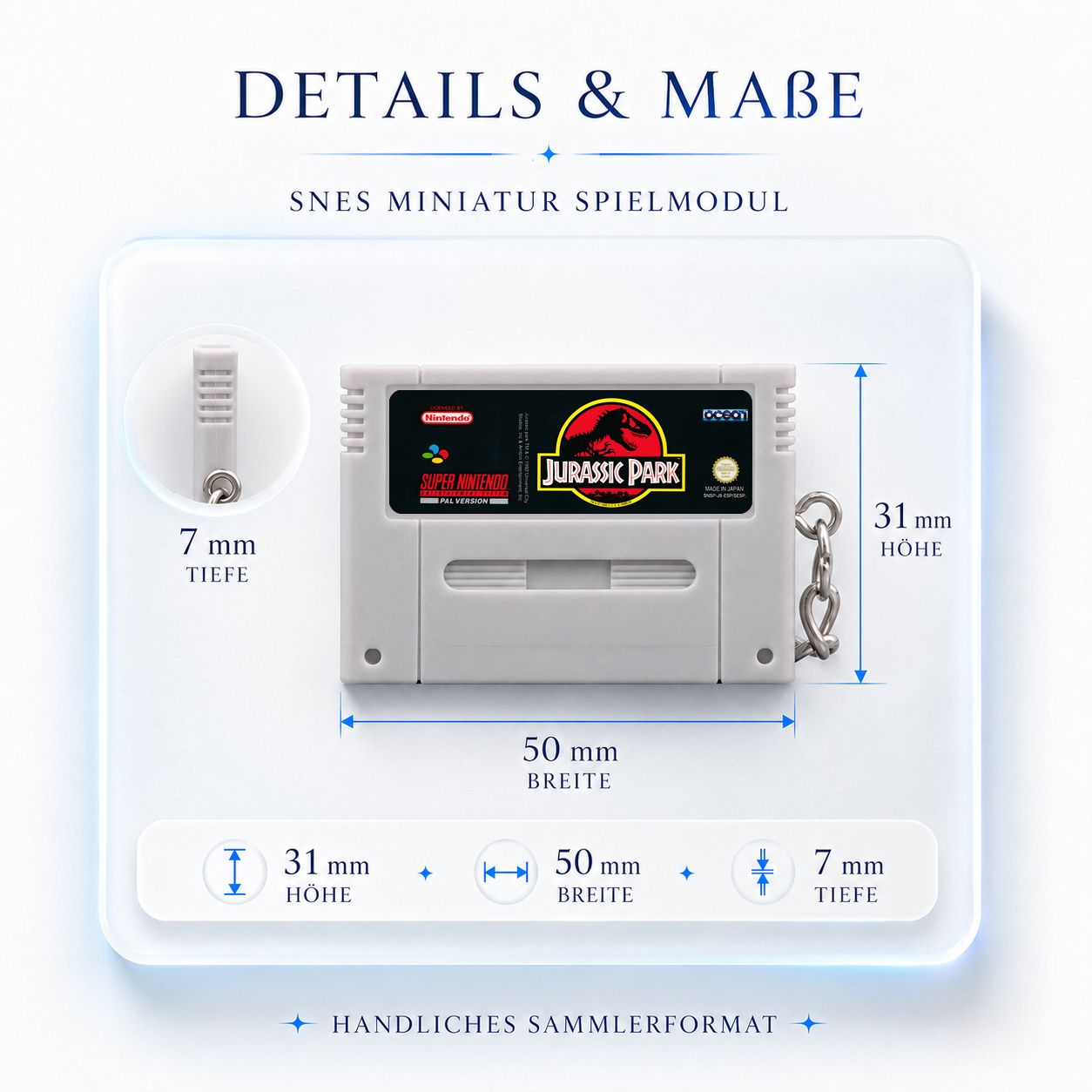 Jurassic Park - SNES Miniatur Spielmodul Schlüsselanhänger