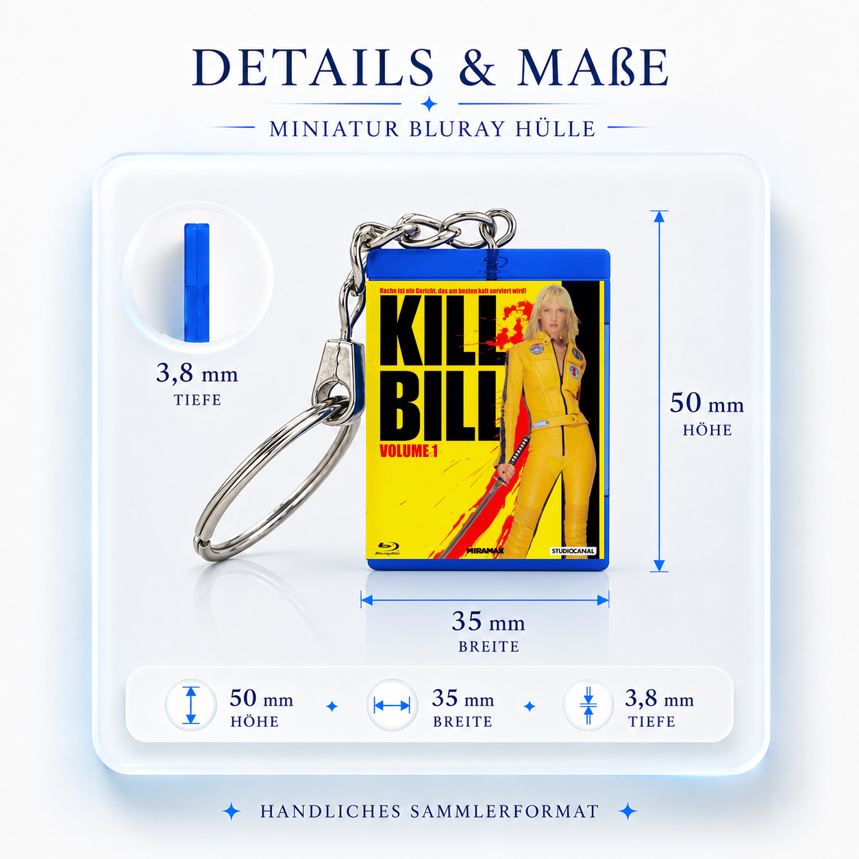 Kill Bill - Volume 1 - Film Miniatur Blu-Ray Hülle Schlüsselanhänger