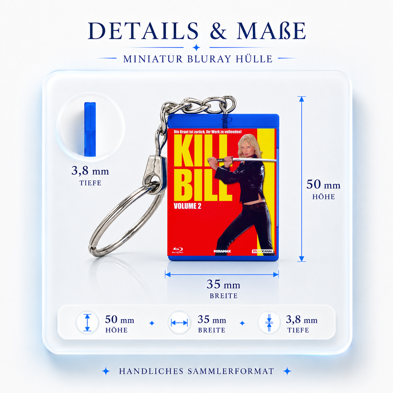 Kill Bill - Volume 2 - Film Miniatur Blu-Ray Hülle Schlüsselanhänger