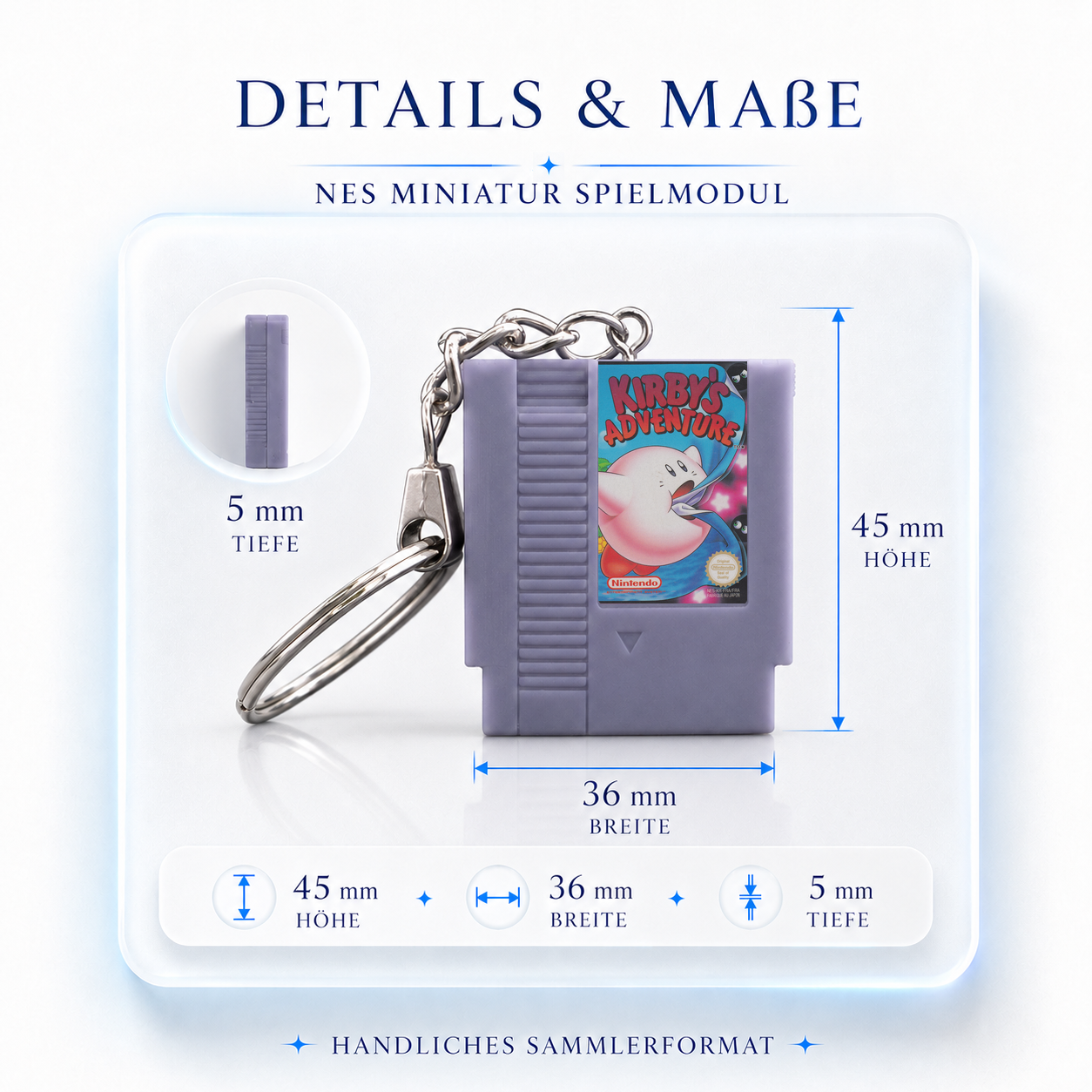 Kirby's Adventure – NES Miniatur Spielmodul Schlüsselanhänger