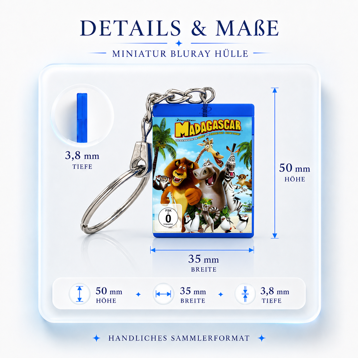 Madagascar - Film Miniatur Blu-Ray Hülle Schlüsselanhänger