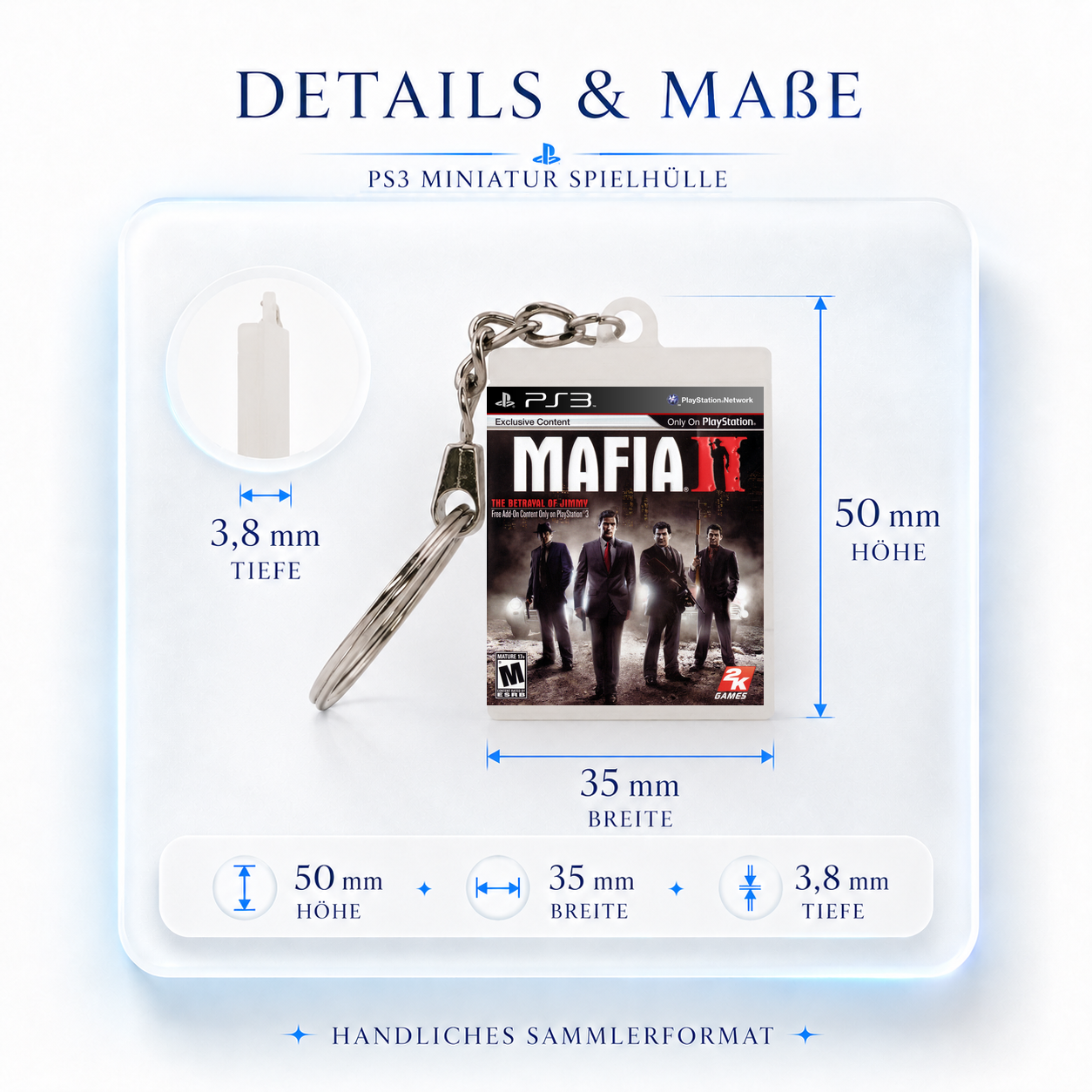 Mafia II - PS3 Miniature Game Case Keychain