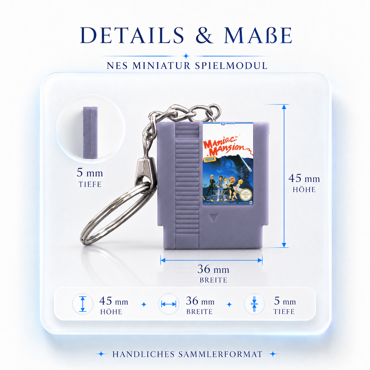 Maniac Mansion – NES Miniatur Spielmodul Schlüsselanhänger