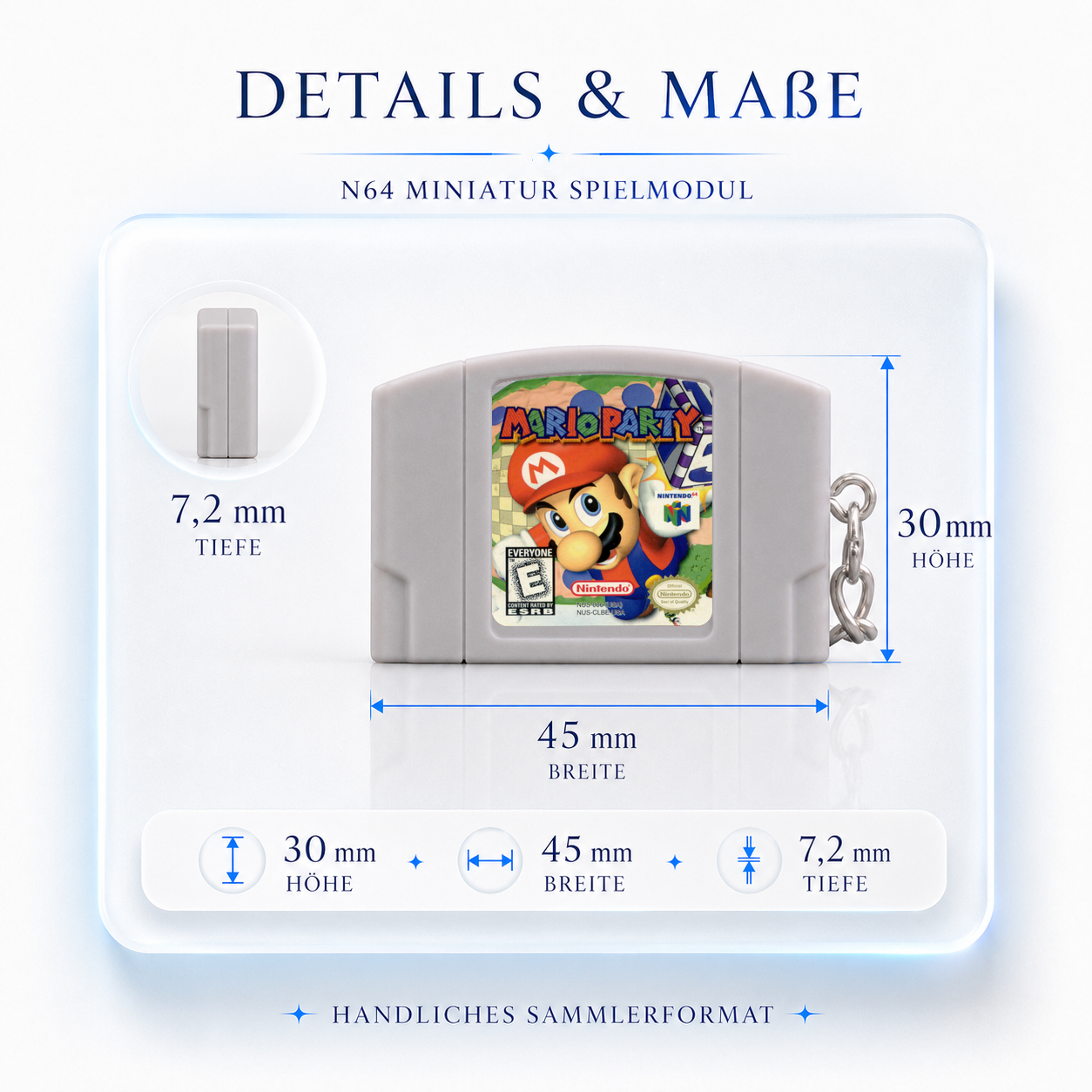 Mario Party - N64 Miniatur Spielmodul Schlüsselanhänger