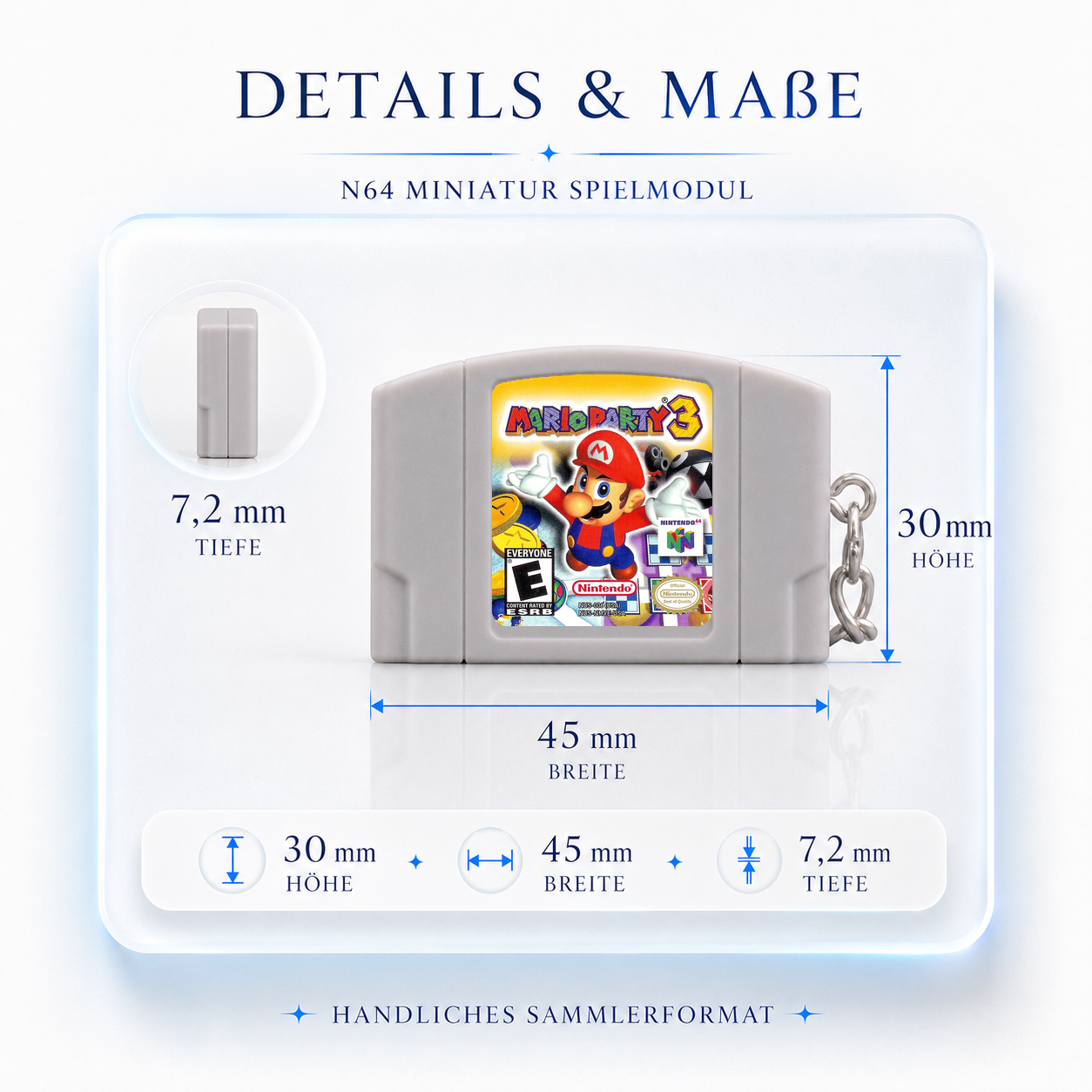 Mario Party 3 - N64 Miniatur Spielmodul Schlüsselanhänger