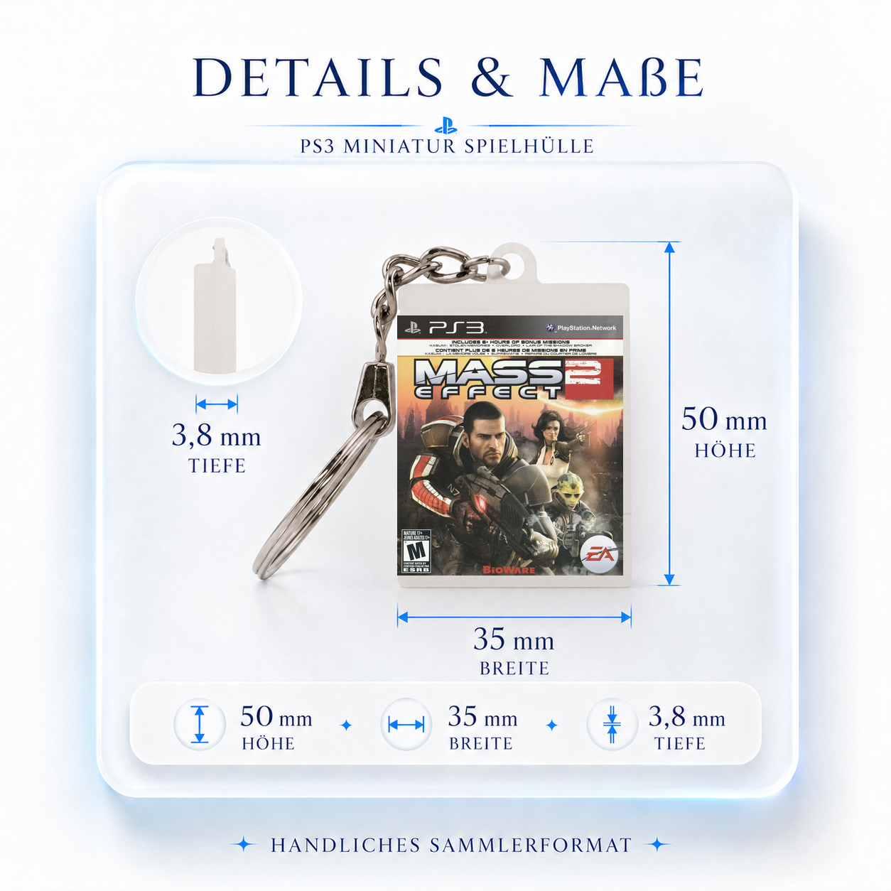 Mass Effect 2 - PS3 Miniatur Spielhülle Schlüsselanhänger