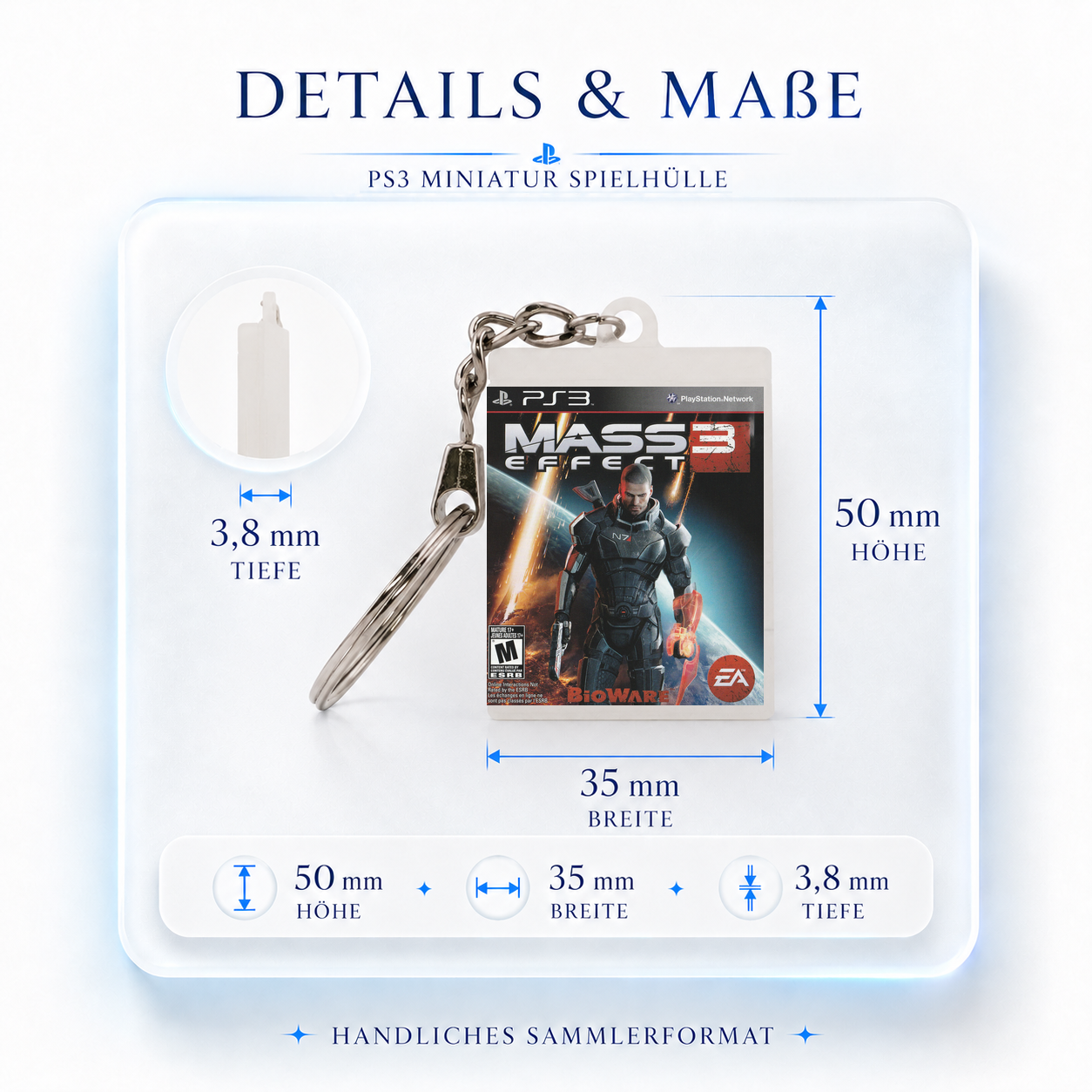 Mass Effect 3 - PS3 Miniatur Spielhülle Schlüsselanhänger