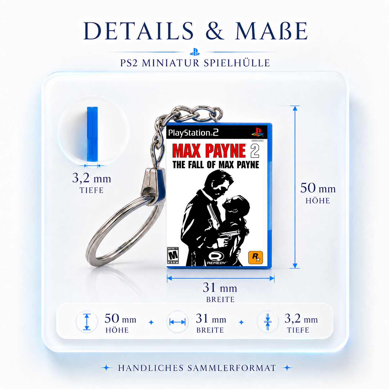 Max Payne 2: The Fall Of Max Payne - PS2 Miniatur Spielhülle Schlüsselanhänger