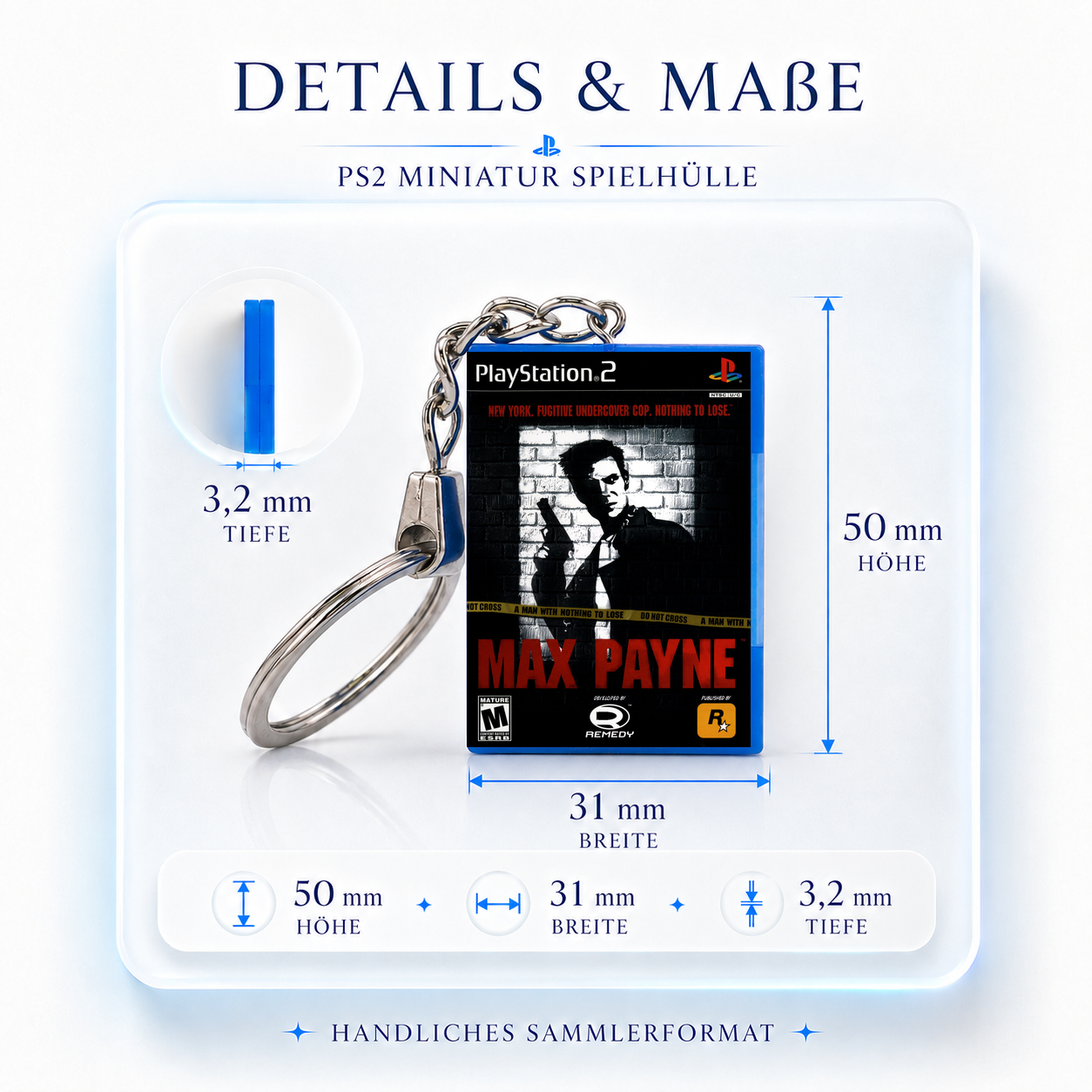 Max Payne - PS2 Miniatur Spielhülle Schlüsselanhänger