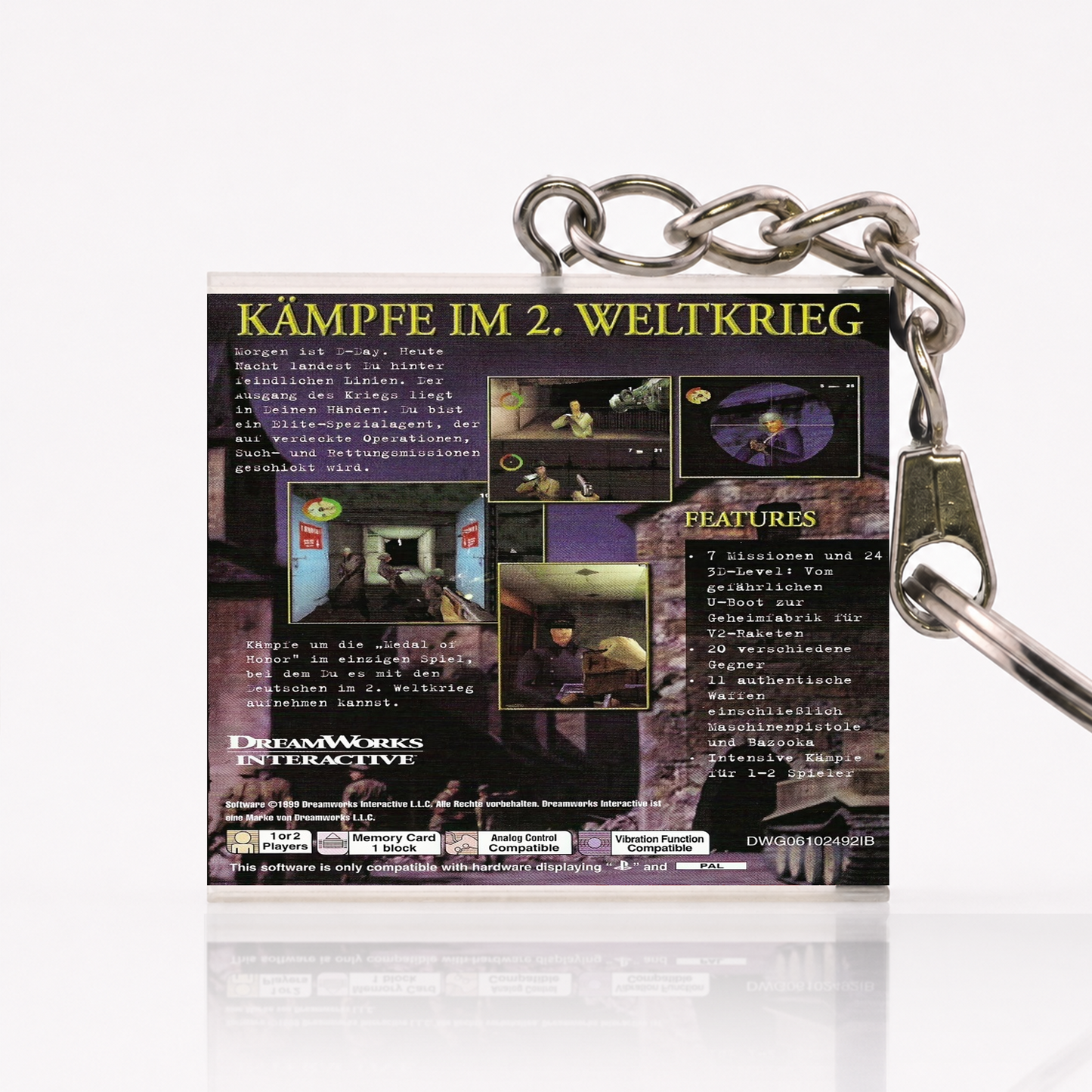 Medal of Honor - PS1 Miniature Game Case Keychain