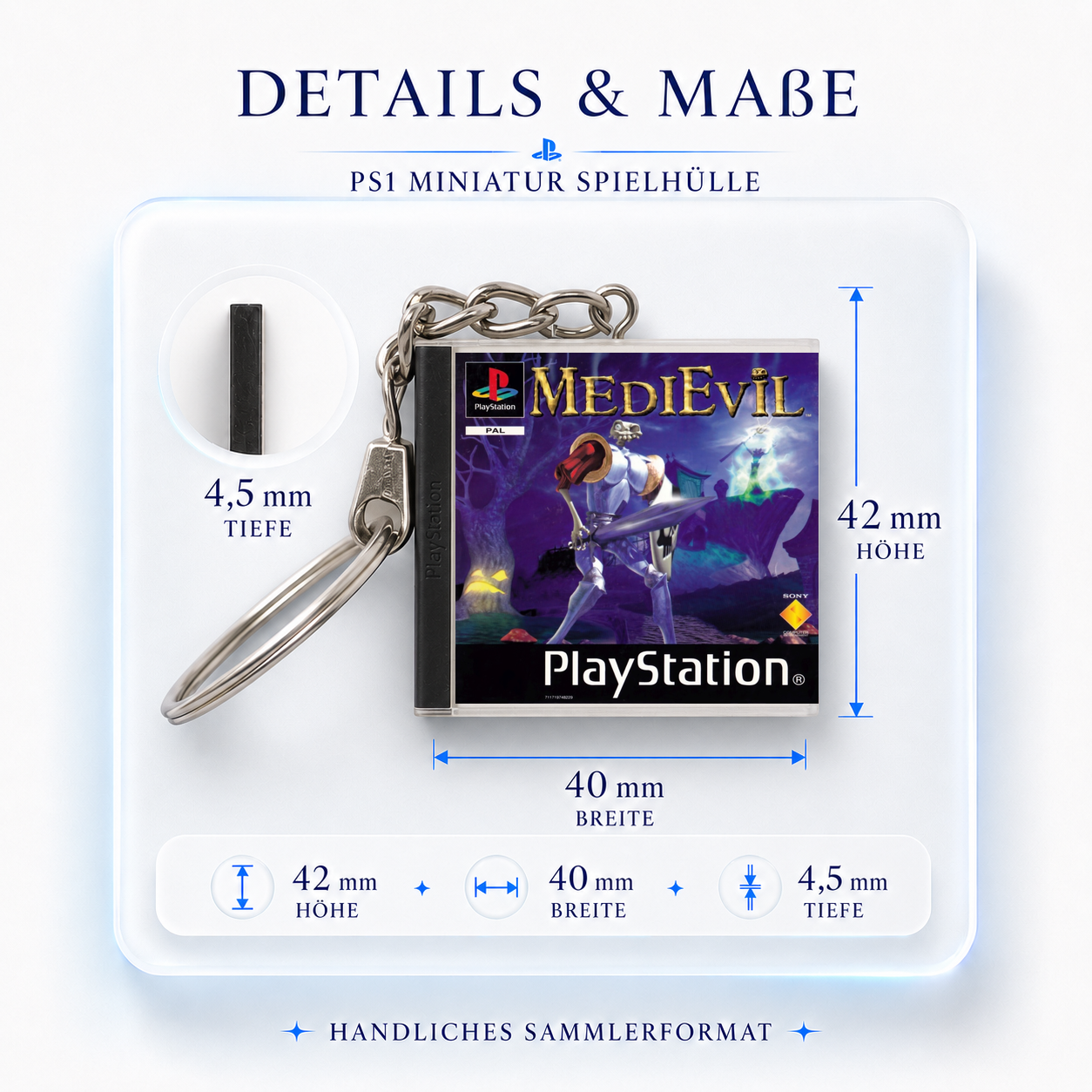 MediEvil - PS1 Miniatur Spielhülle Schlüsselanhänger