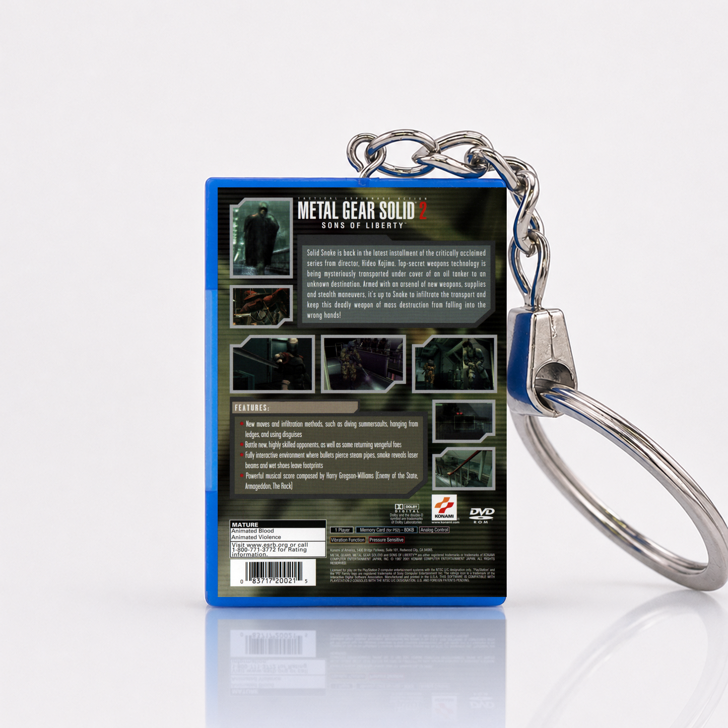 Metal Gear Solid 2: Sons of Liberty - PS2 Miniature Game Case Keychain