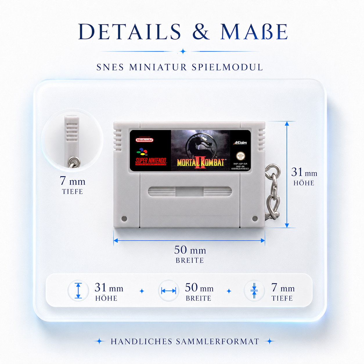 Mortal Kombat 2 - SNES Miniatur Spielmodul Schlüsselanhänger
