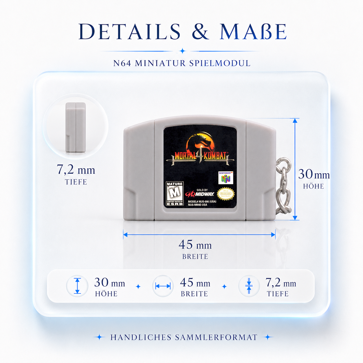 Mortal Kombat 4 - N64 Miniature Game Cartridge Keychain
