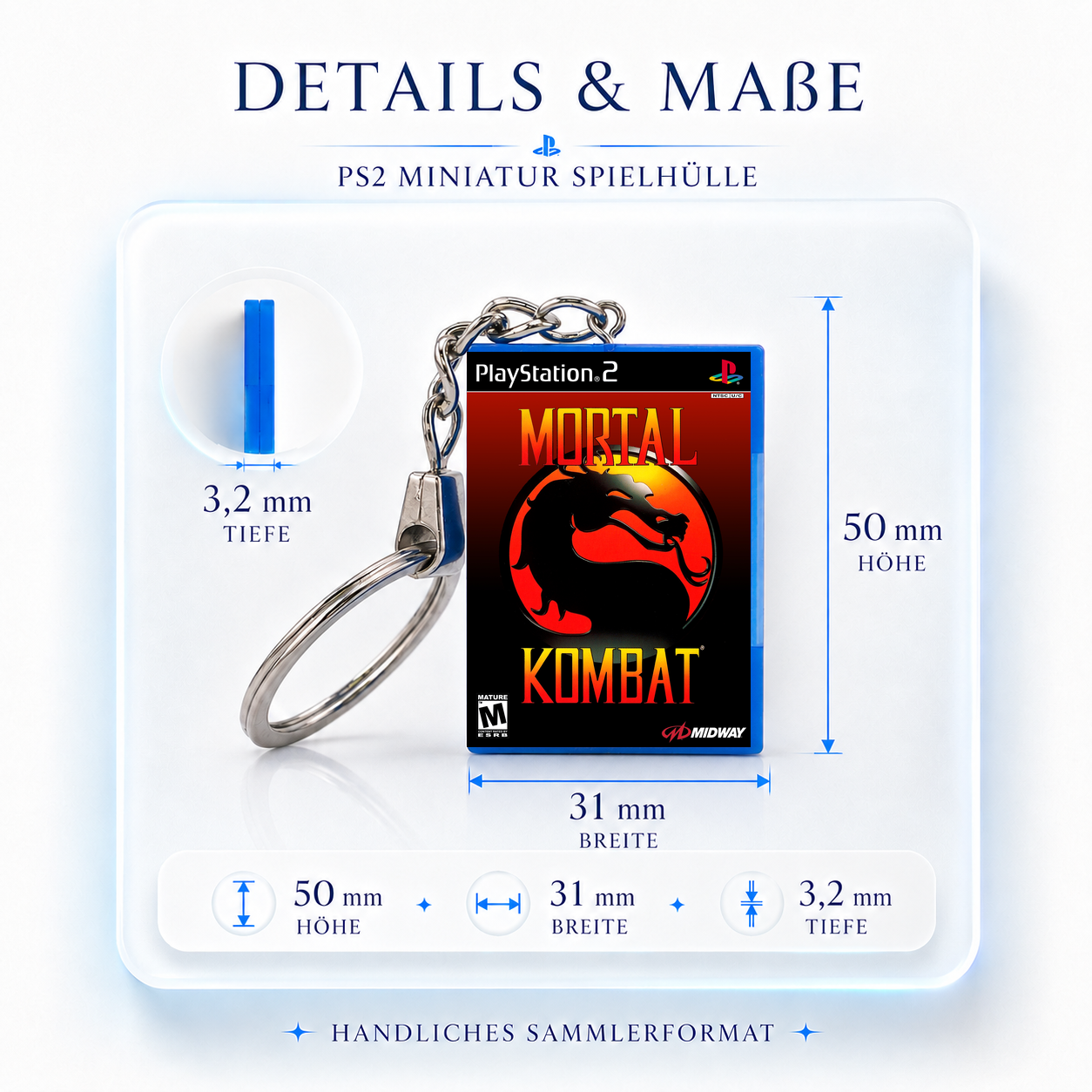 Mortal Kombat - PS2 Miniature Game Case Keychain