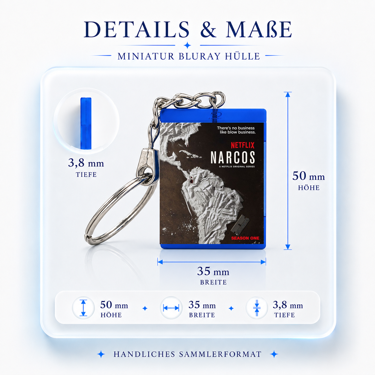 Narcos - Serien Miniatur Blu-Ray Hülle Schlüsselanhänger