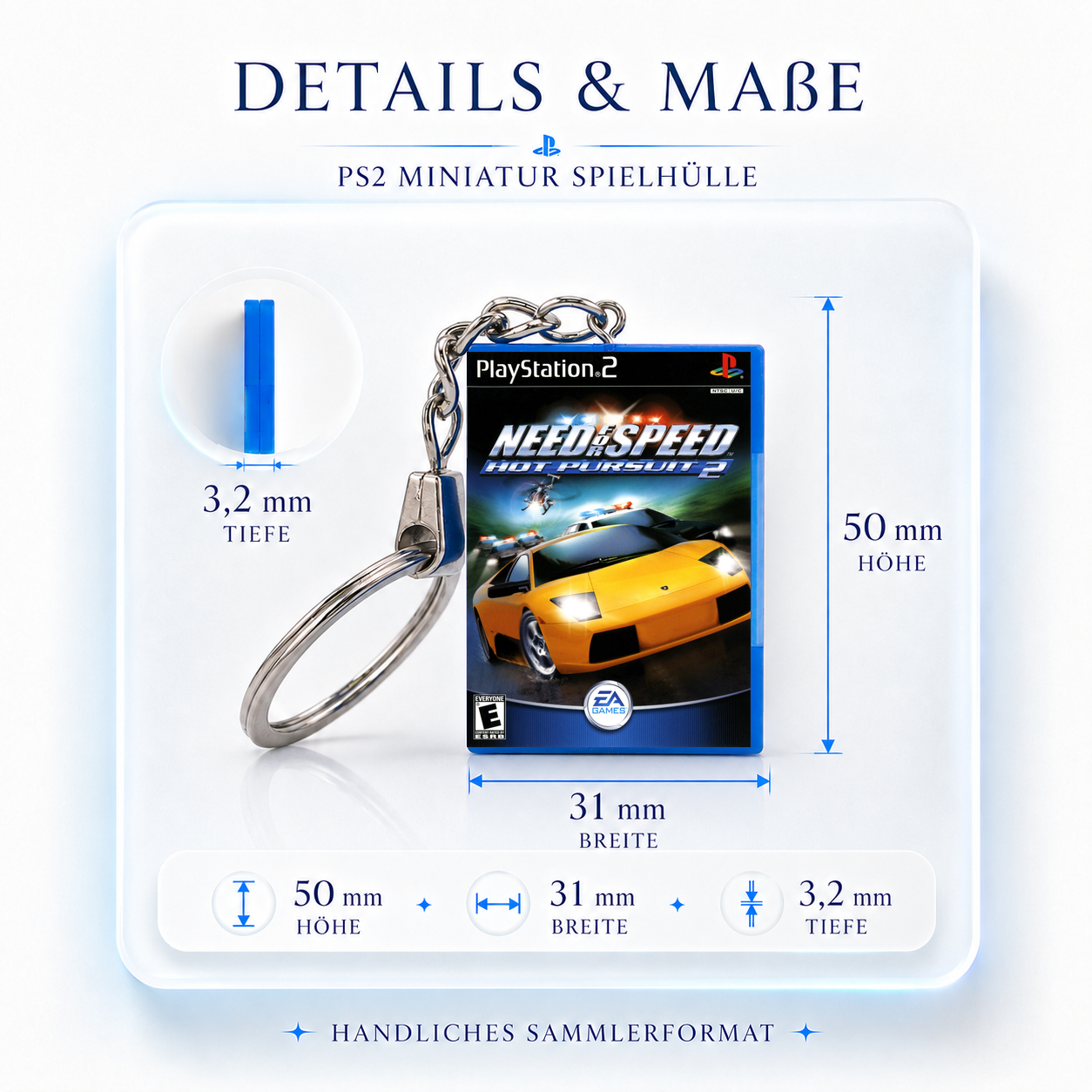 Need For Speed Hot Pursuit 2 - PS2 Miniatur Spielhülle Schlüsselanhänger