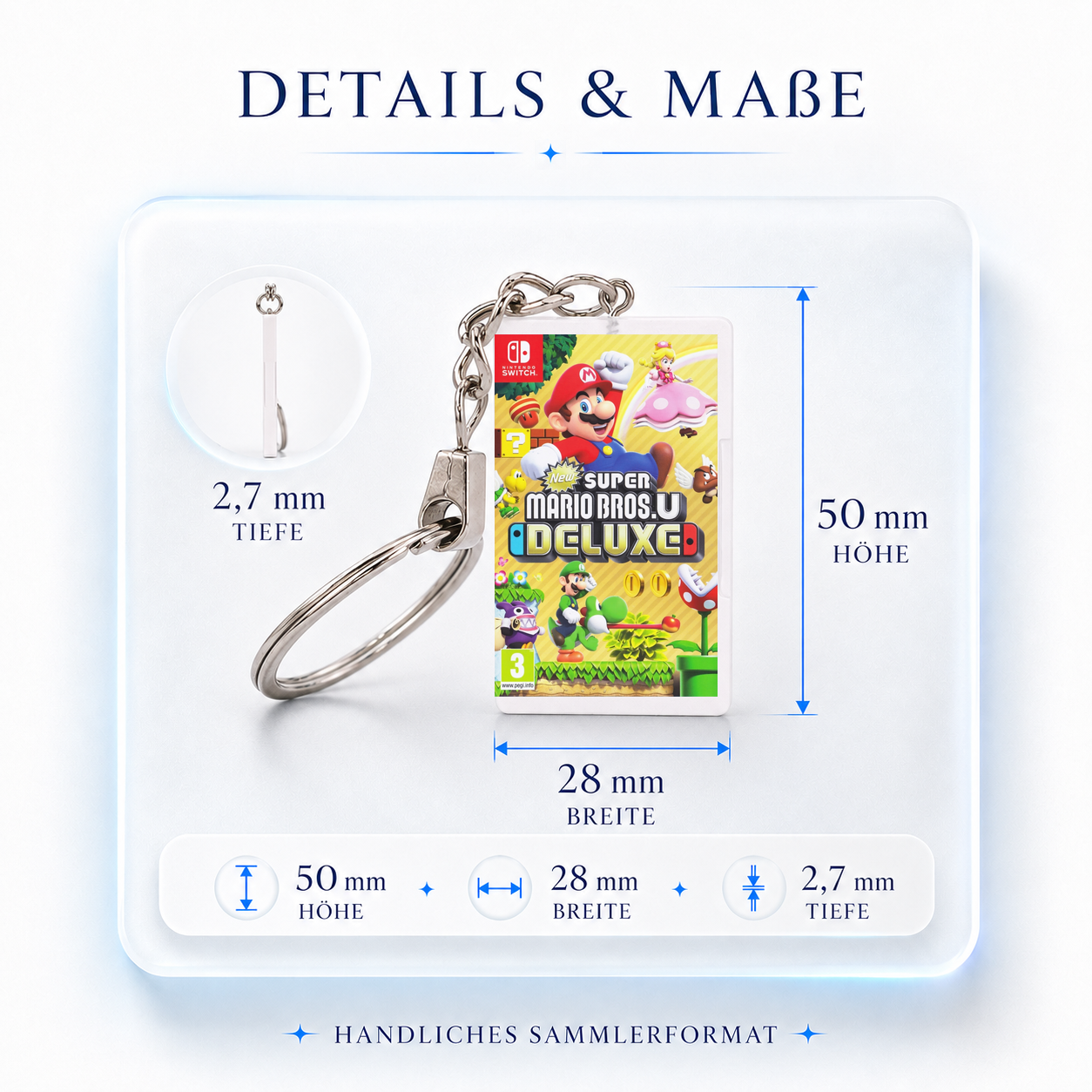 New Super Mario Bros. U Deluxe - Switch Miniatur Spielhülle Schlüsselanhänger
