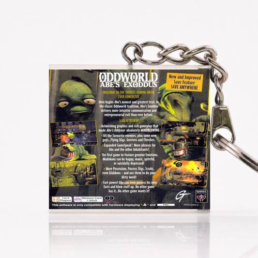Oddworld: Abe's Exoddus - PS1 Miniatur Spielhülle Schlüsselanhänger