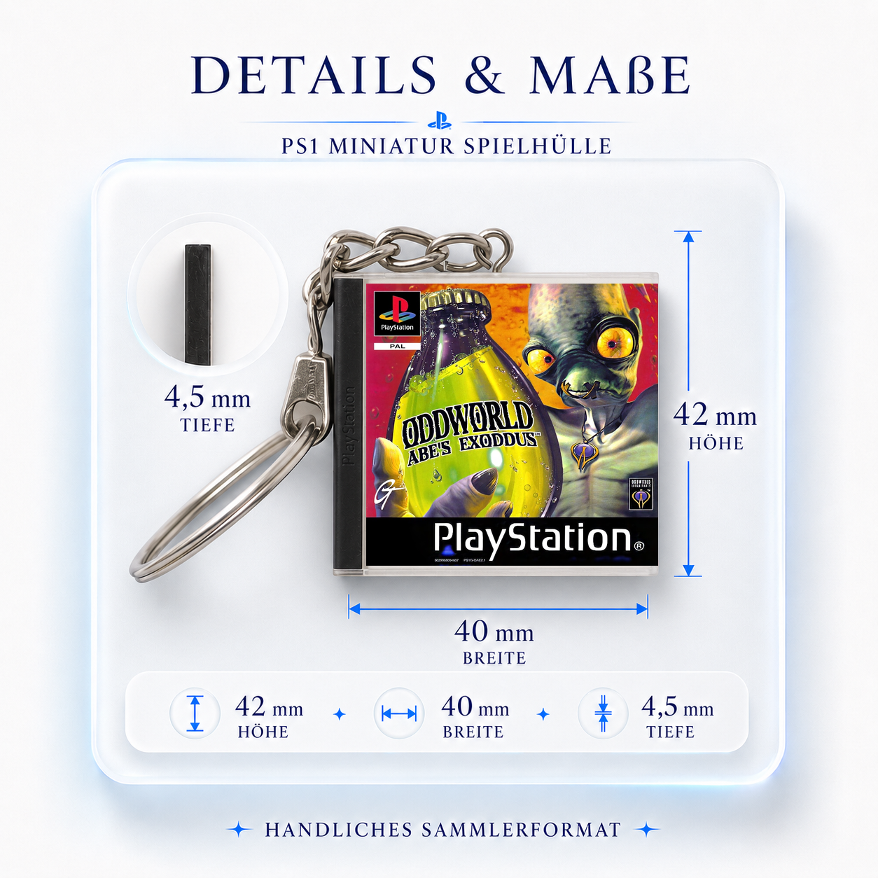 Oddworld: Abe's Exoddus - PS1 Miniature Game Case Keychain