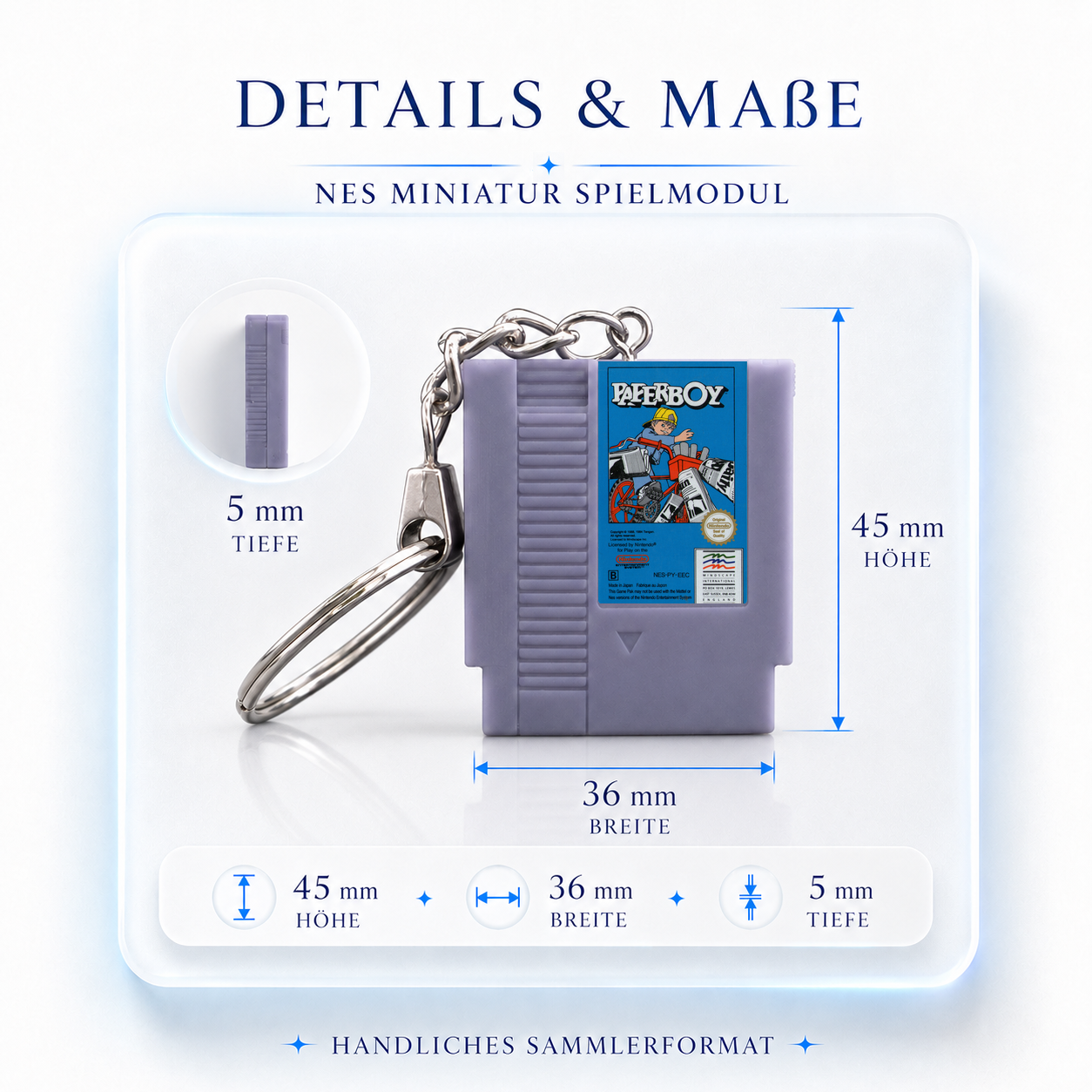 Paperboy – NES Miniatur Spielmodul Schlüsselanhänger