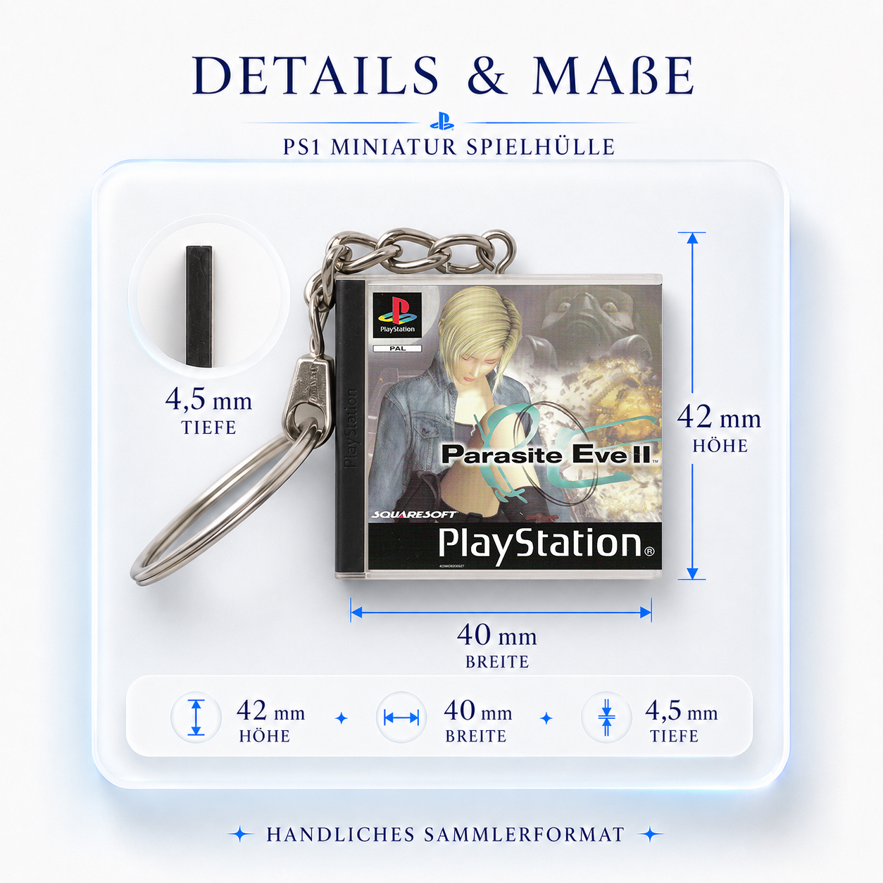 Parasite Eve 2 - PS1 Miniatur Spielhülle Schlüsselanhänger