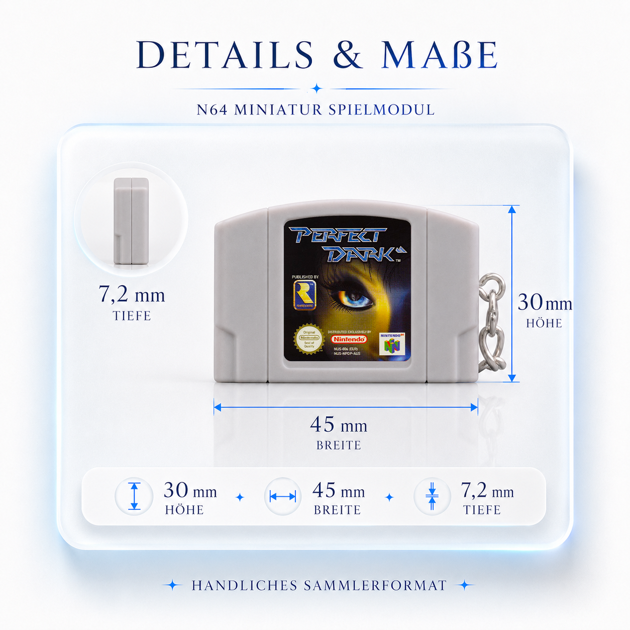 Perfect Dark - N64 Miniatur Spielmodul Schlüsselanhänger