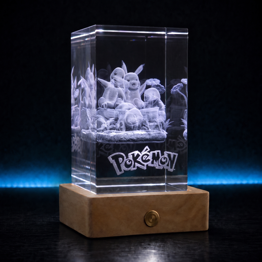 Pikachu & Kanto Starter - Pokemon - 3D Kristall Lampe