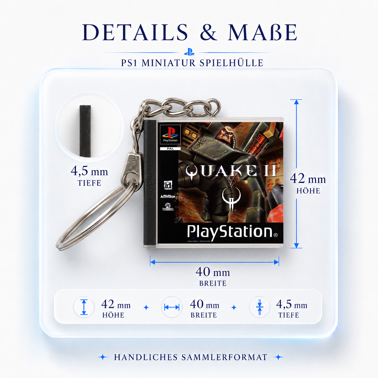 Quake II - PS1 Miniature Game Case Keychain