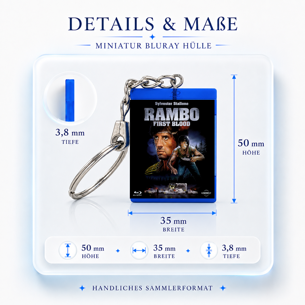 Rambo - Film Miniatur Blu-Ray Hülle Schlüsselanhänger
