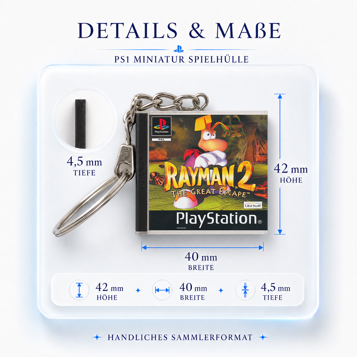 Rayman 2: The Great Escape - PS1 Miniatur Spielhülle Schlüsselanhänger
