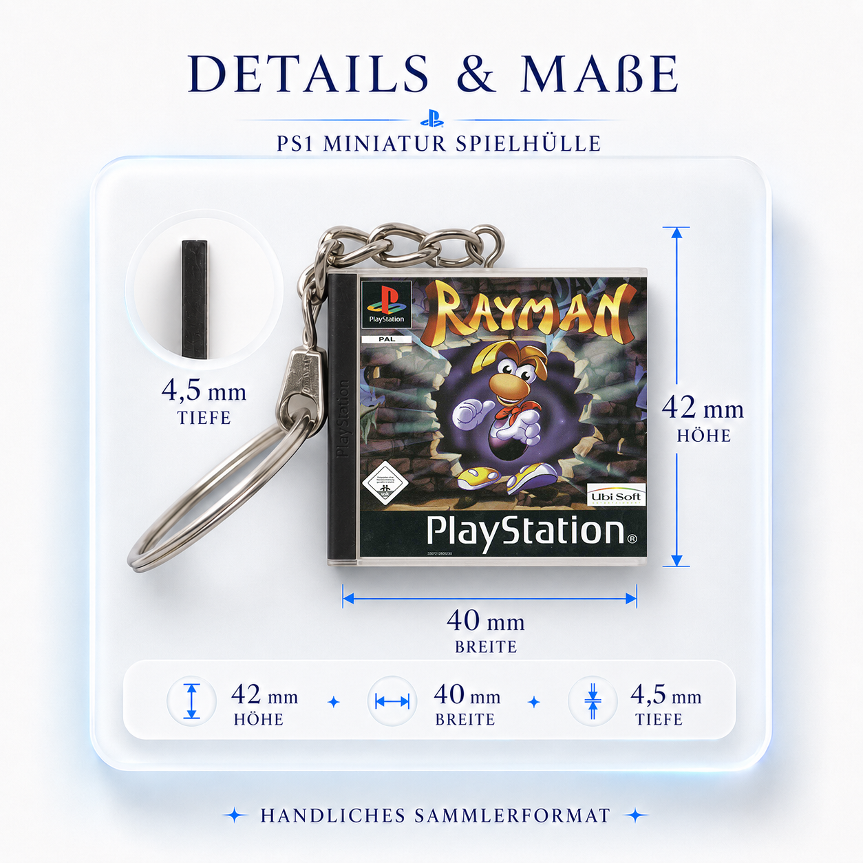 Rayman - PS1 Miniatur Spielhülle Schlüsselanhänger