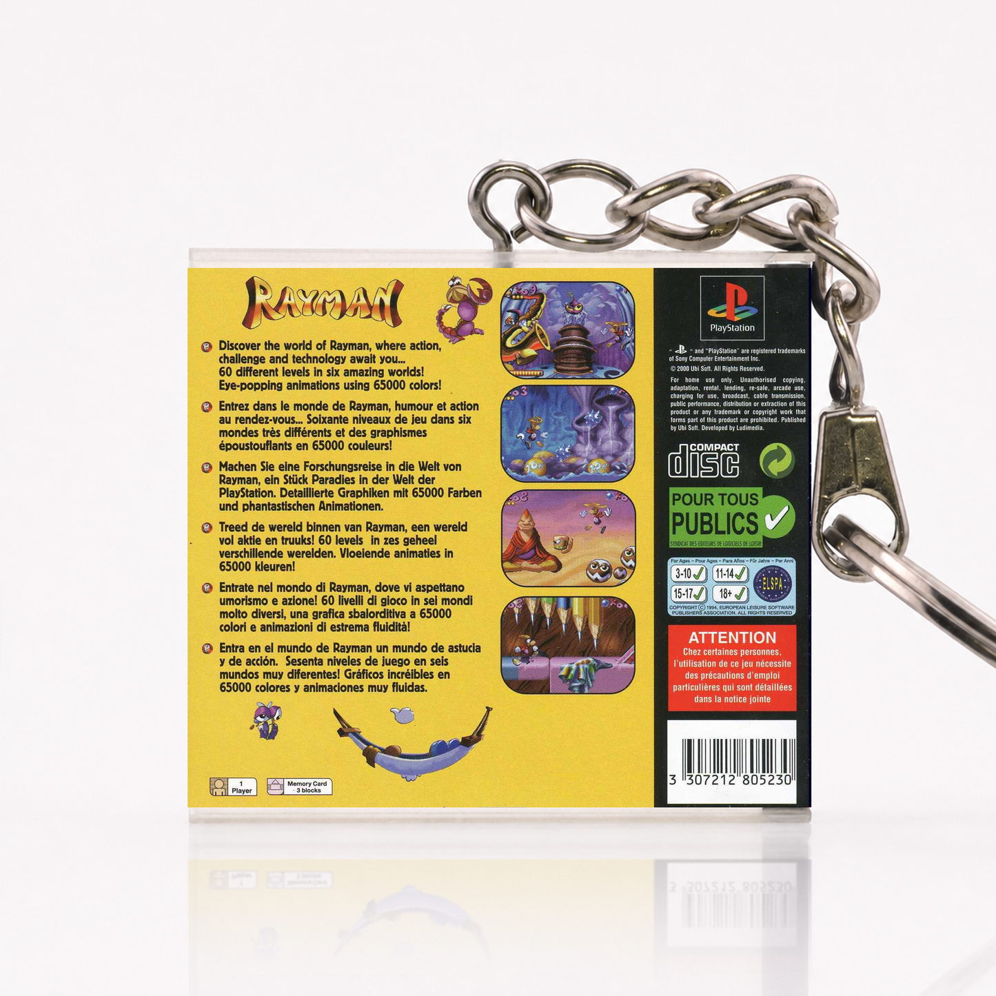 Rayman - PS1 Miniatur Spielhülle Schlüsselanhänger