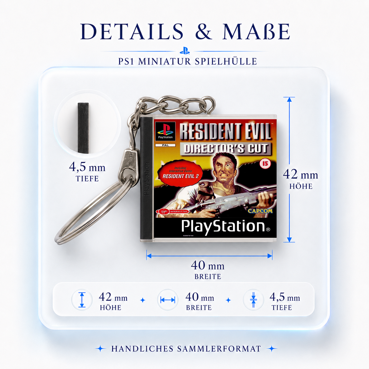 Resident Evil: Director's Cut - PS1 Miniatur Spielhülle Schlüsselanhänger