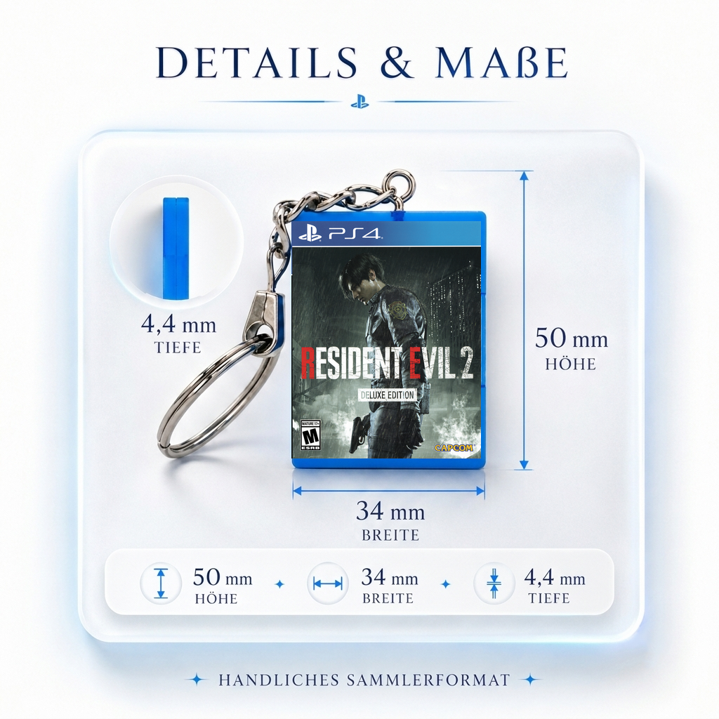 Resident Evil 2: Deluxe Edition - PS4 Miniatur Spielhülle Schlüsselanhänger