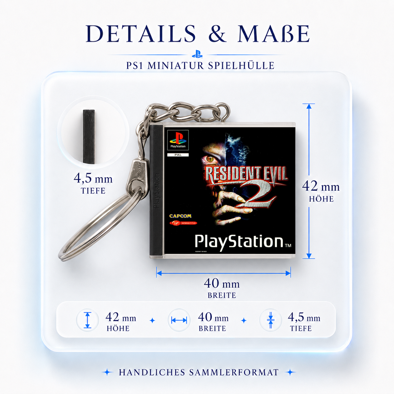 Resident Evil 2 - PS1 Miniature Game Case Keychain