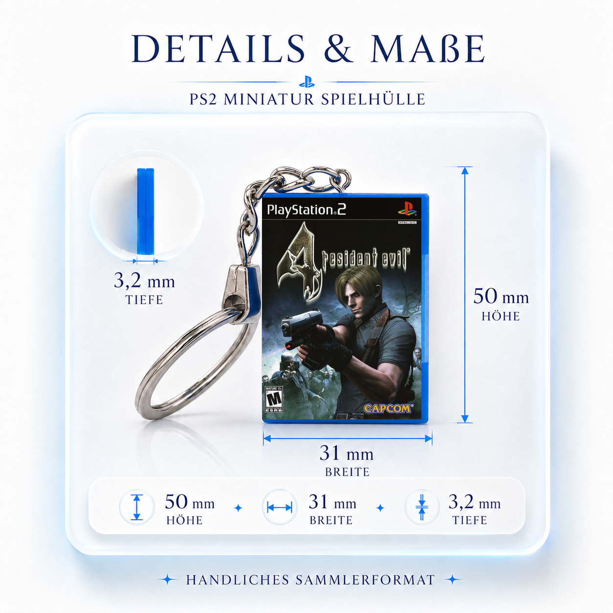 Resident Evil 4 - PS2 Miniatur Spielhülle Schlüsselanhänger
