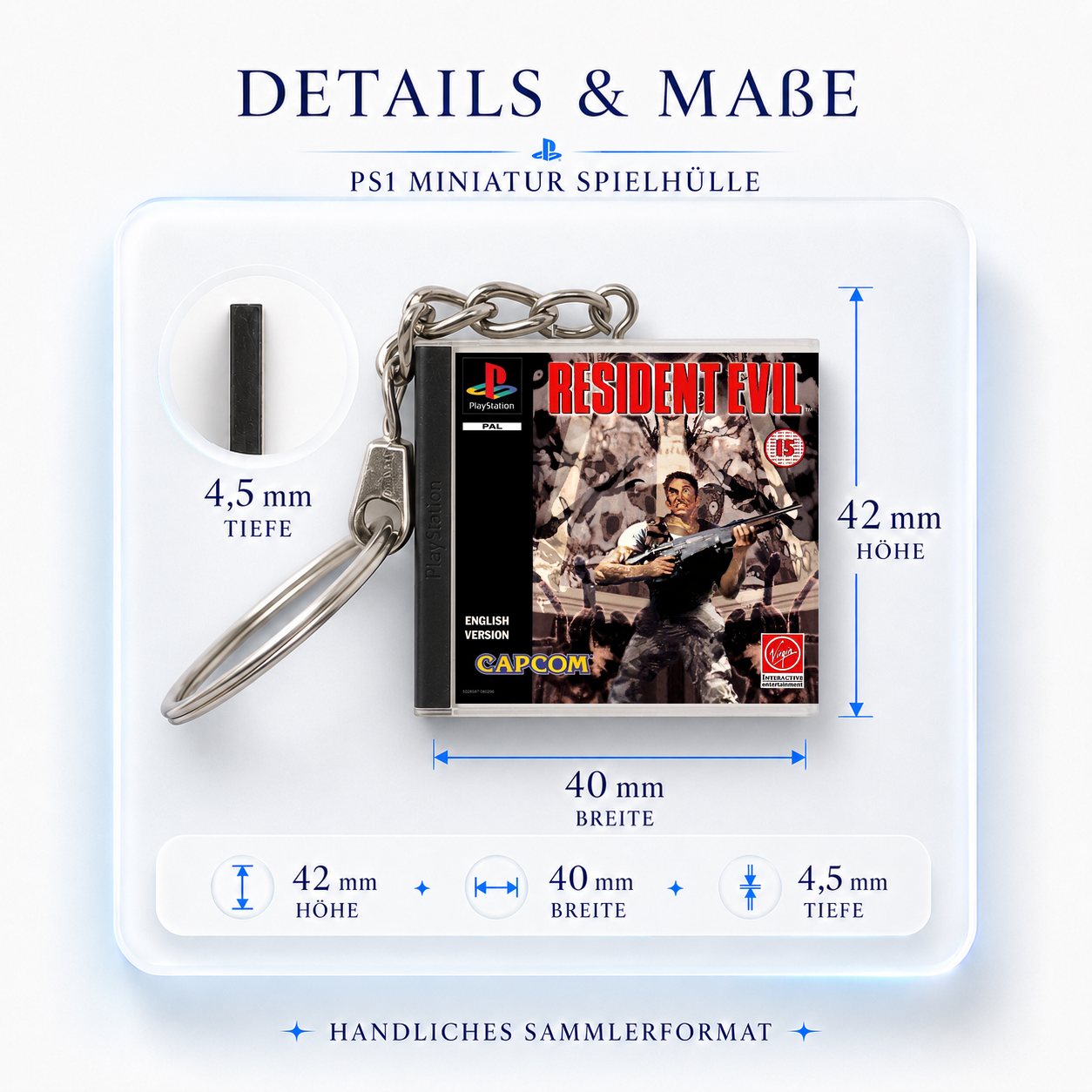 Resident Evil - PS1 Miniatur Spielhülle Schlüsselanhänger