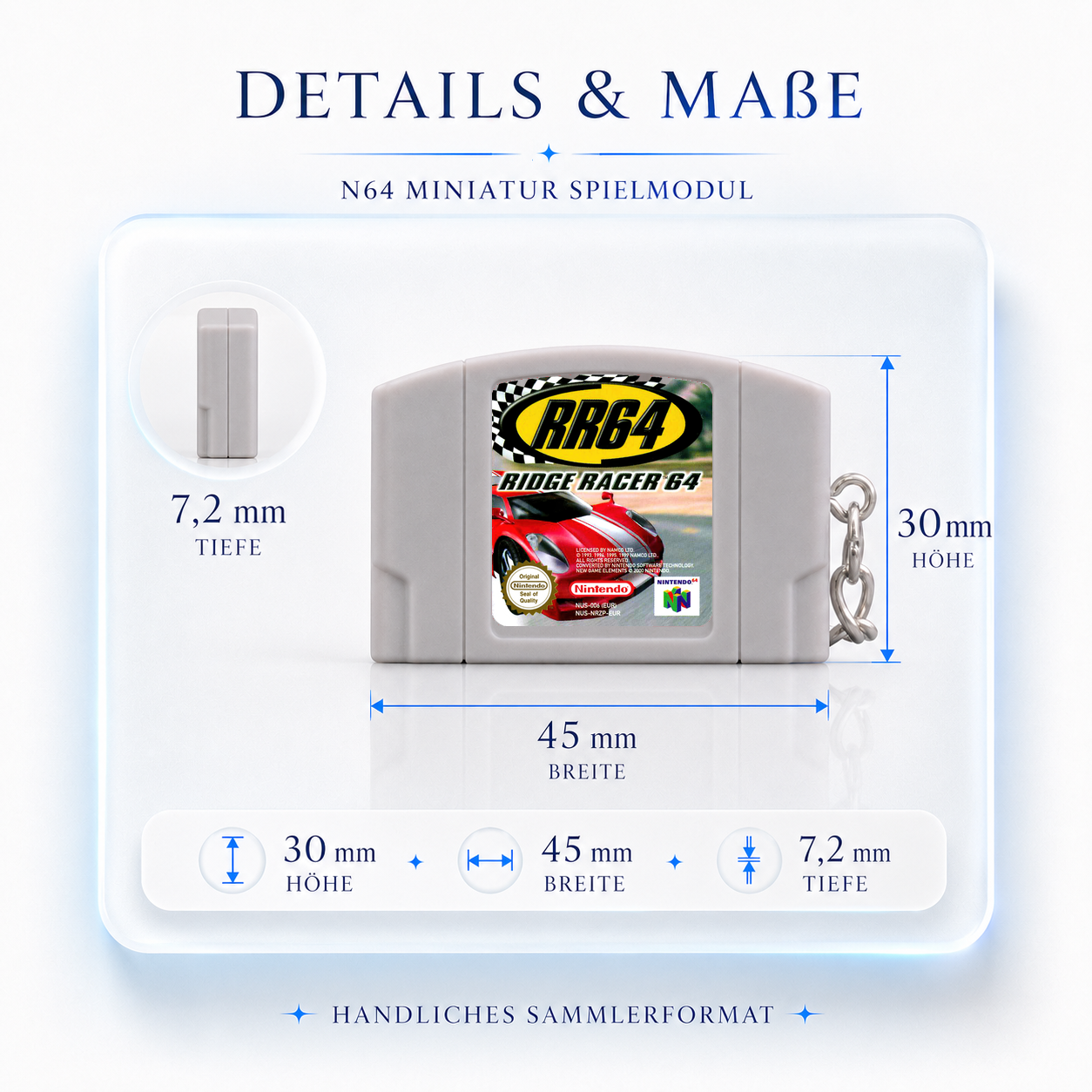 Ridge Racer 64 - N64 Miniatur Spielmodul Schlüsselanhänger