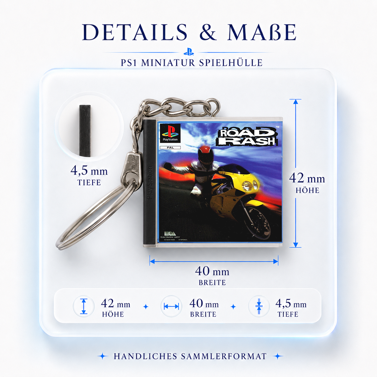 Road Rash - PS1 Miniature Game Case Keychain