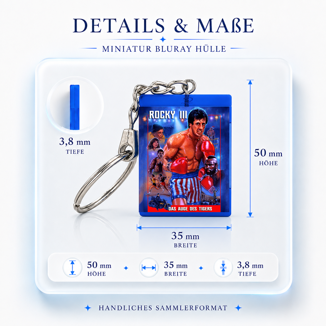 Rocky III - Eye of the Tiger - Movie Miniature Blu-Ray Case Keychain