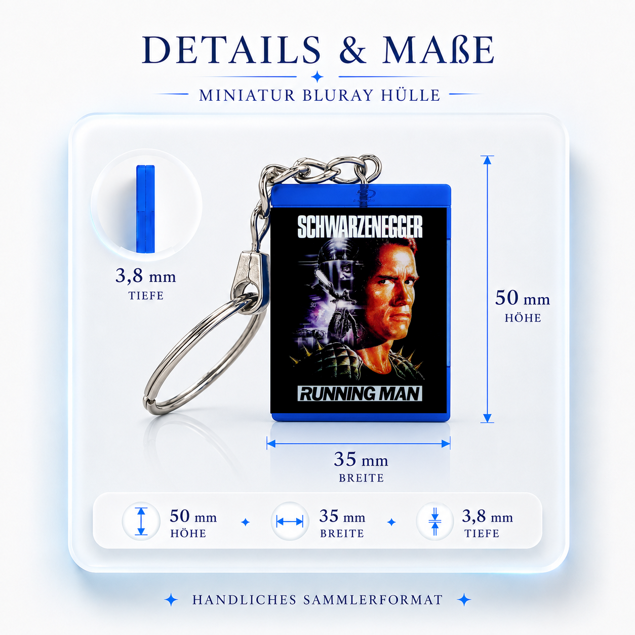 Running Man - Film Miniatur Blu-Ray Hülle Schlüsselanhänger