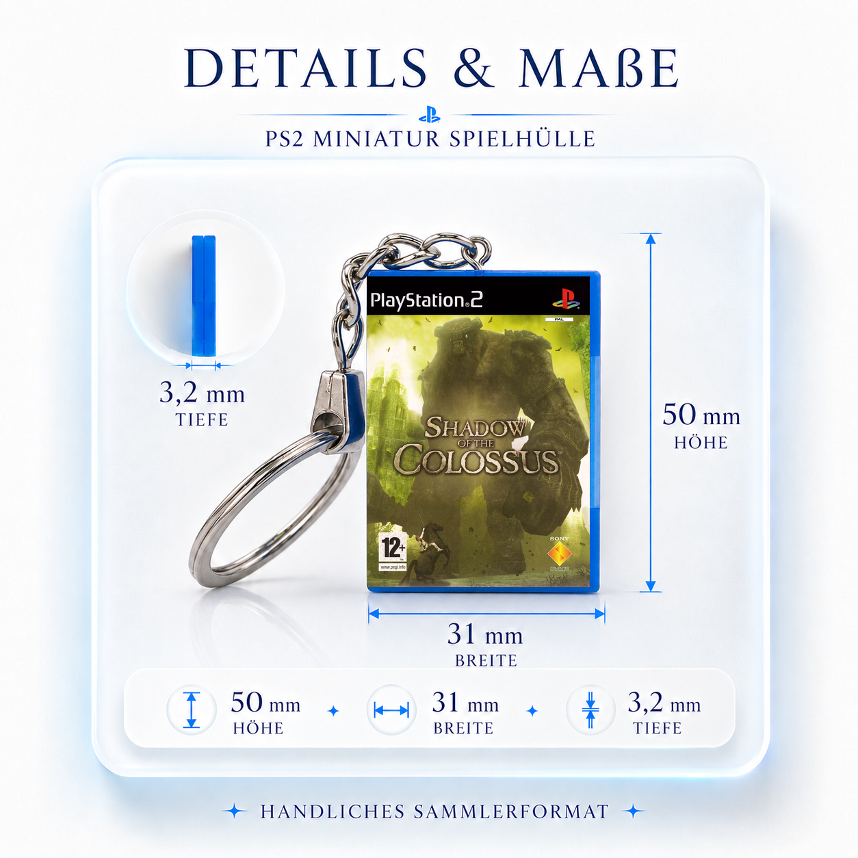 Shadow of the Colossus - PS2 Miniatur Spielhülle Schlüsselanhänger