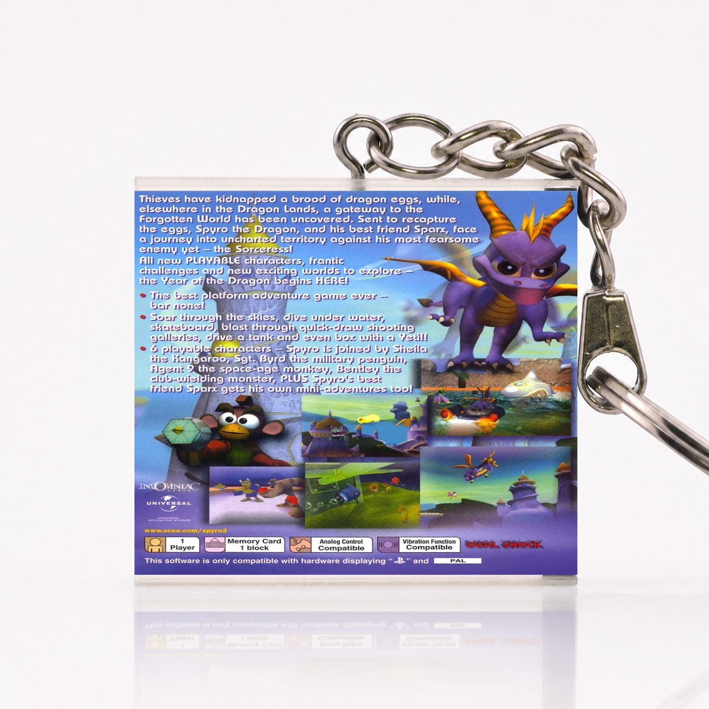 Spyro: Year of the Dragon - PS1 Miniature Game Case Keychain