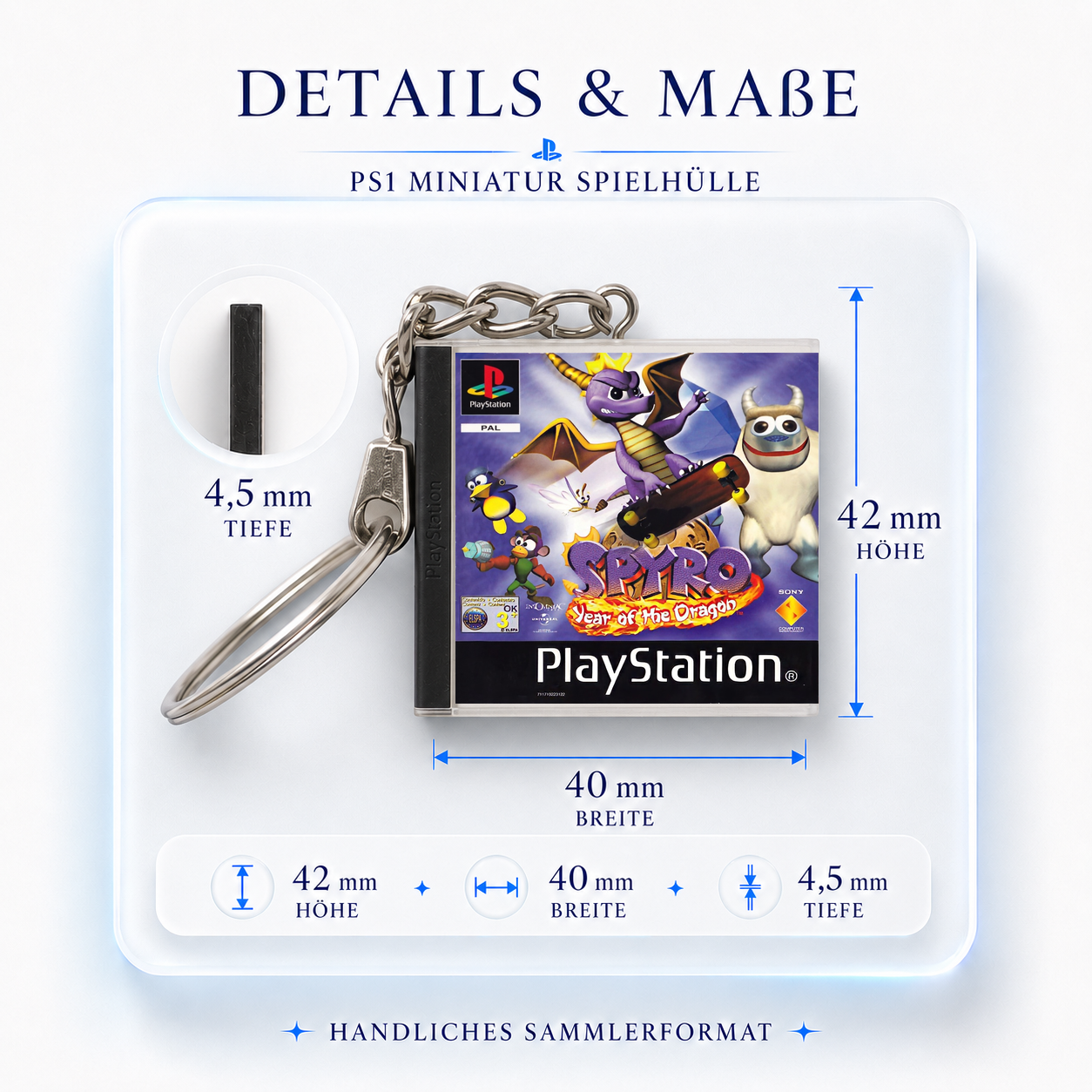 Spyro: Year of the Dragon - PS1 Miniature Game Case Keychain