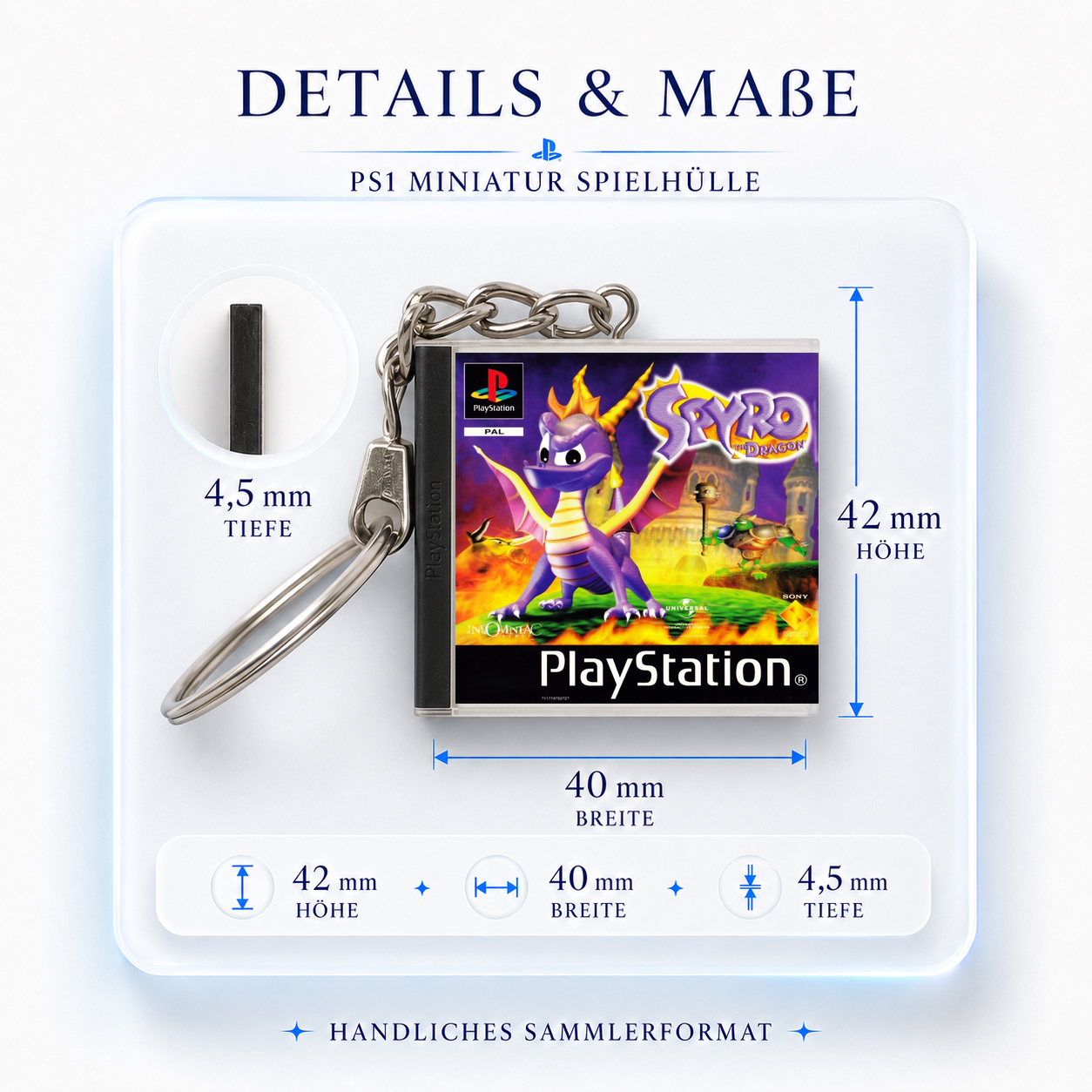 Spyro the Dragon - PS1 Miniatur Spielhülle Schlüsselanhänger