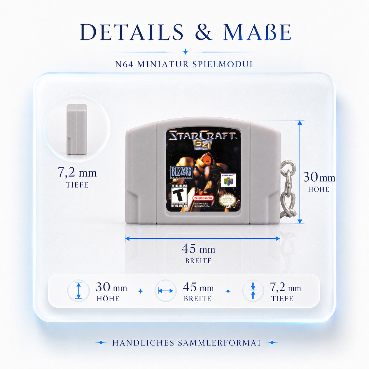 Star Craft 64 - N64 Miniatur Spielmodul Schlüsselanhänger