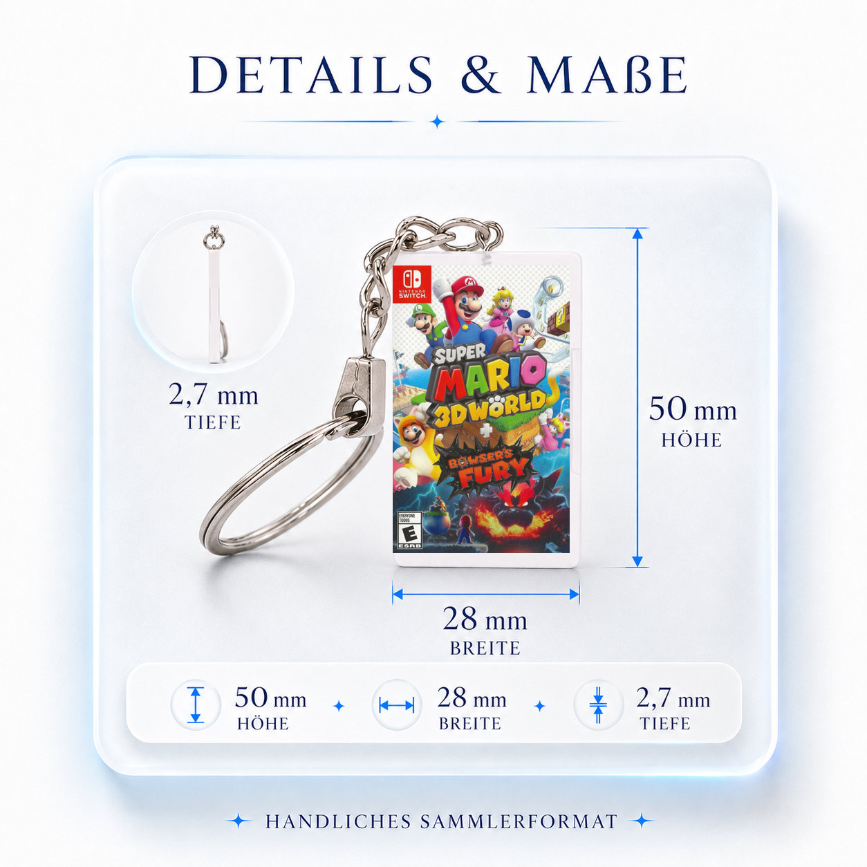 Super Mario 3D World + Bowser's Fury - Switch Miniature Game Case Keychain