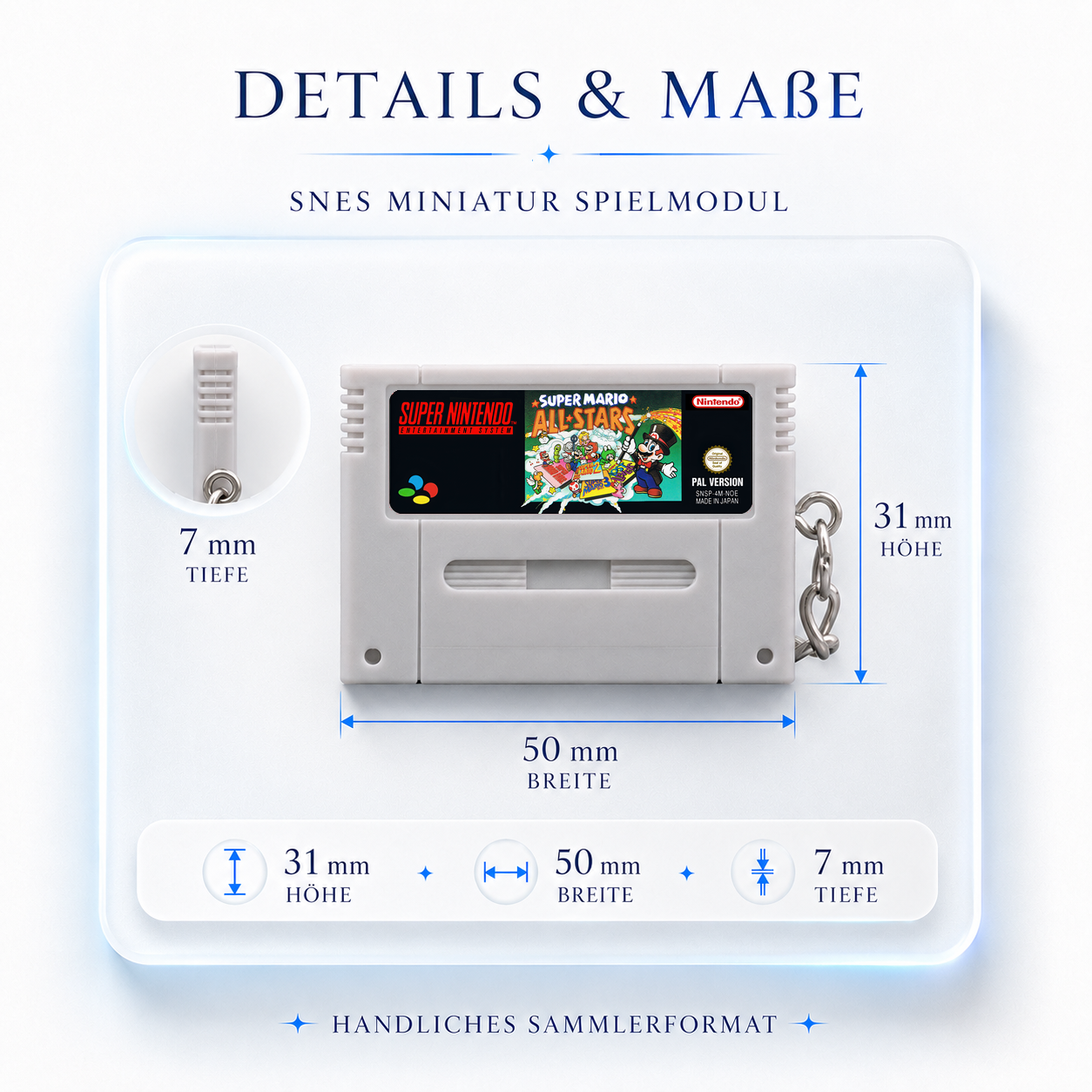 Super Mario All-Stars - SNES Miniature Game Cartridge Keychain